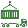 Green truck and container illustration
